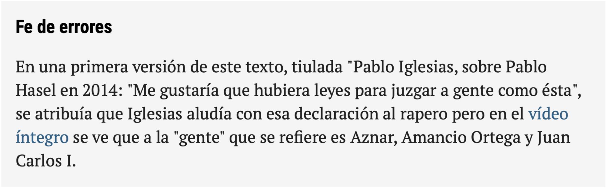 Fe de errores El Mundo